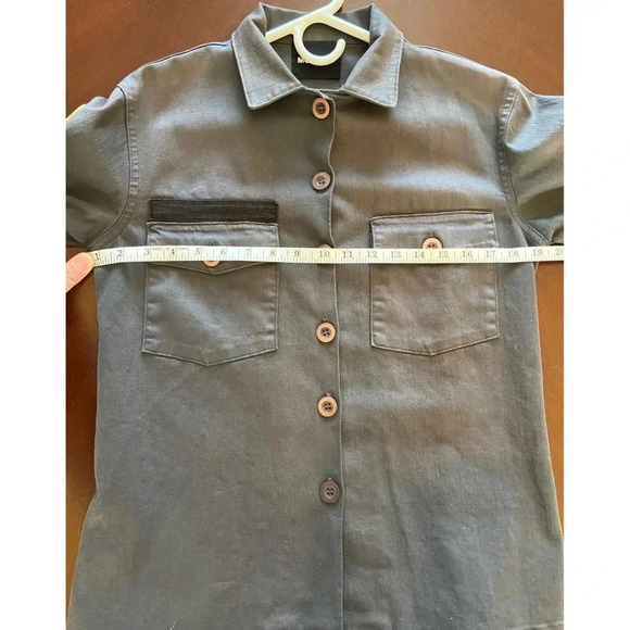 Monrow Charcoal Gray Military Style Shirt Jacket with Patches Size Small Rare - Picture 8 of 9